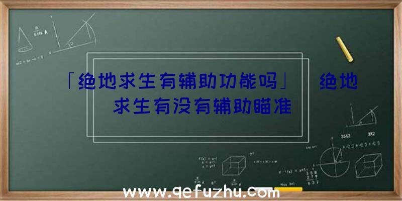 「绝地求生有辅助功能吗」|绝地求生有没有辅助瞄准